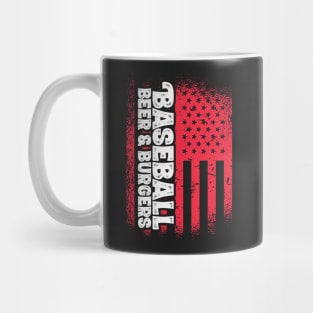 Baseball Beer And Burgers - US Flag design Mug